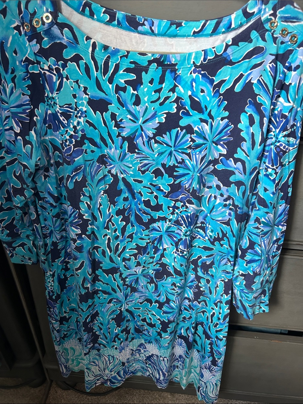 Lilly Pulitzer Blue Teal Floral Sheath Dress Sophie XL